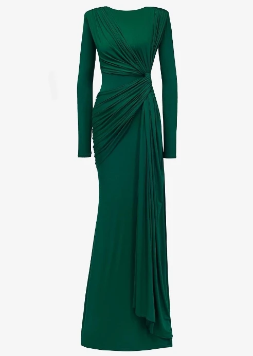 2025 Autumn Winter Sexy Elegant Evening Party Dresses Round Neck Design Slim Fit, High Waist Hip Hugging Long Sleeved Dress