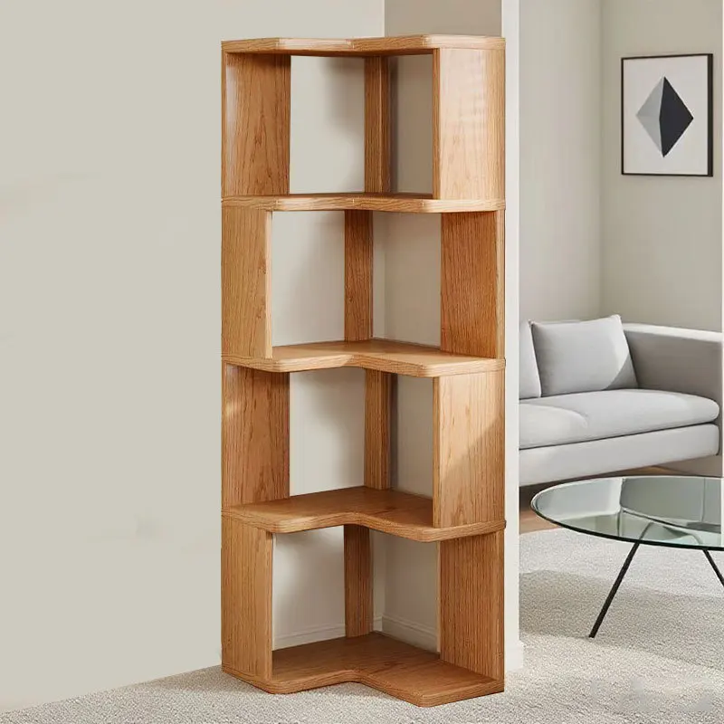 

Internet celebrity solid wood corner bookshelf living room corner locker floor rack integrated wall simple children's bookcase