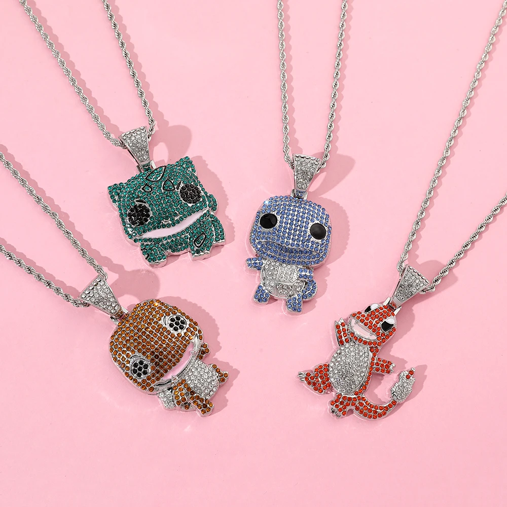 Diamond Studded Squirtle Necklace Fashion Trend Hip Hop Jewelry Personalized Accessory for Women And Men Gift view 3