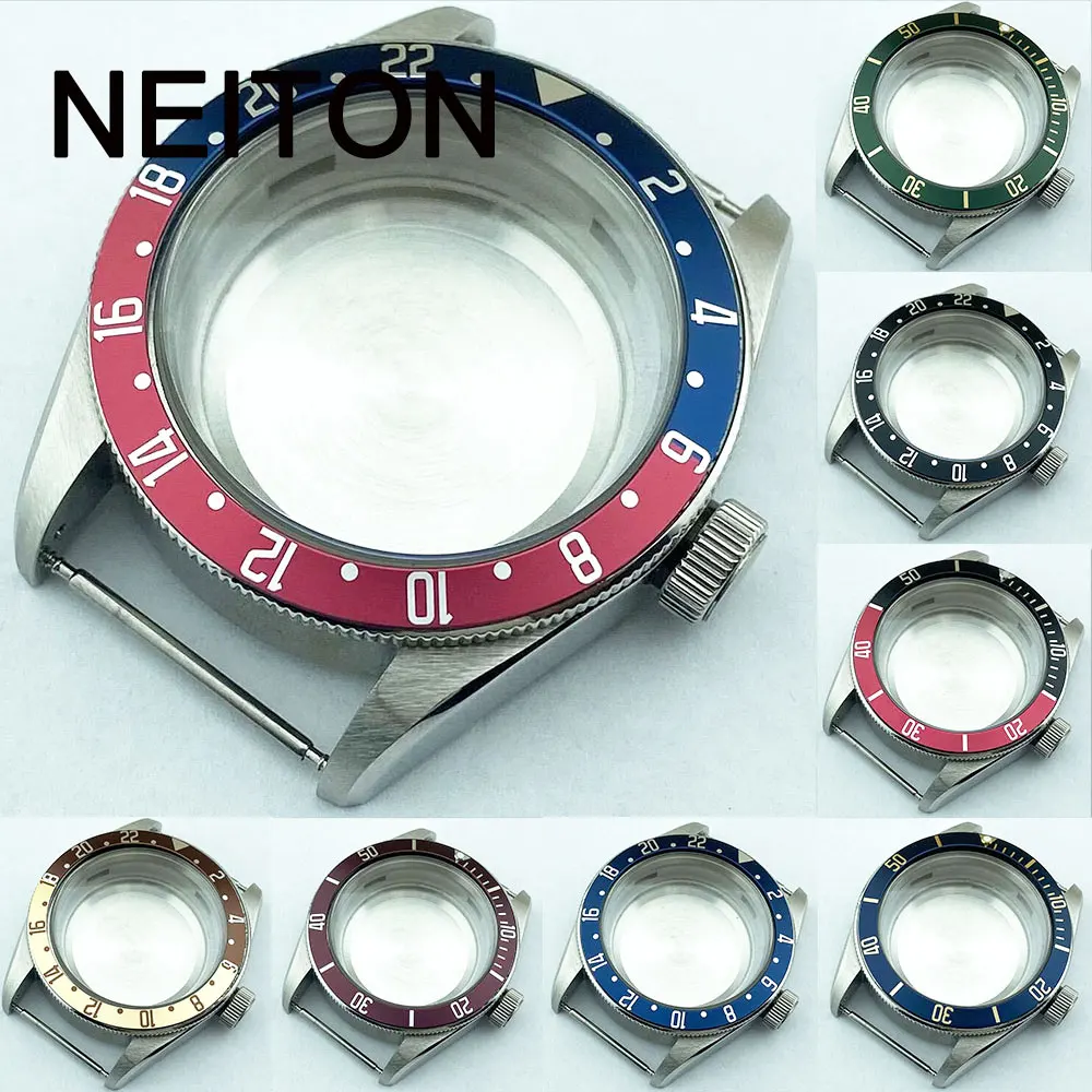 

NEITON 41mm Black PVD Case Sapphire Glass Black Fit ETA2836 NH35 NH36 MIYOTA8215 Back Transparent Glass