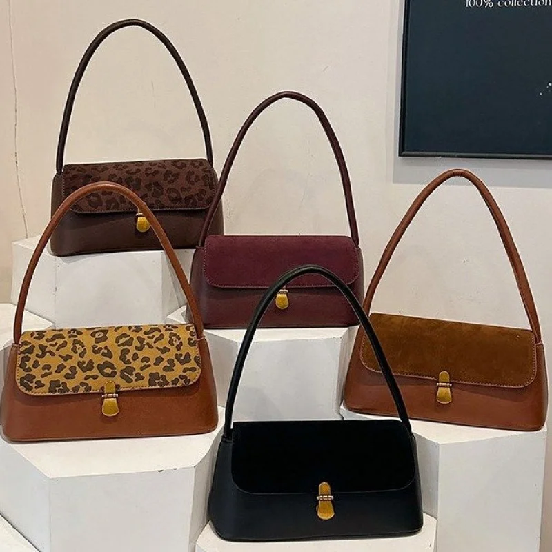 

High-End Women's Casual Fashionable Leather Shoulder Bag Paris Popular Elegant Ladies Simple Vintage Crossbody Bag