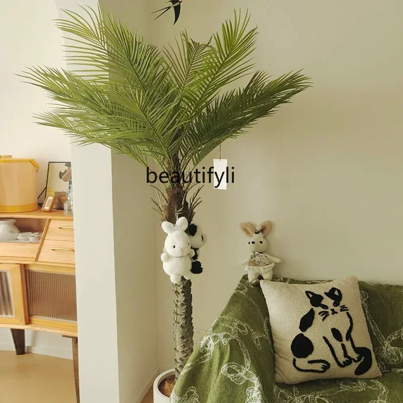 ss7486 ss 7486 ssImitación de árbol de coco palmera planta verde tropical decoración de compras interior y exterior grande fibra de vidrio L