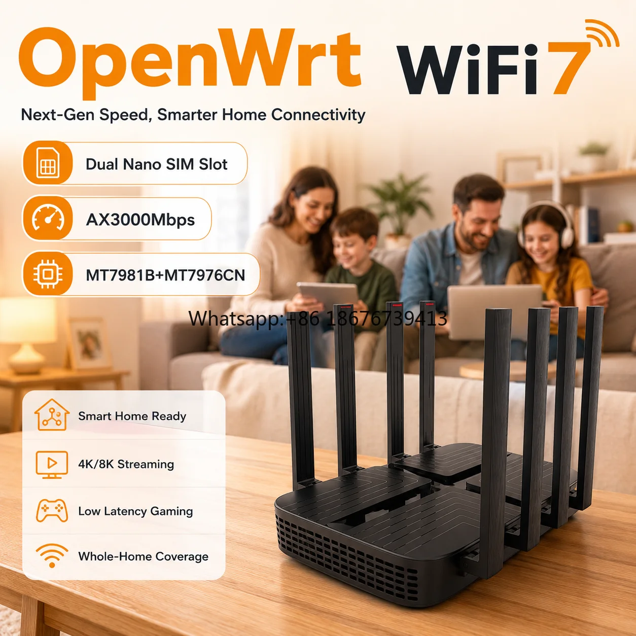 Global 5G CPE Router WiFi6, 3000Mbps 4G LTE Modem Gigabit Ethernet VPN Mesh SIM Card Router