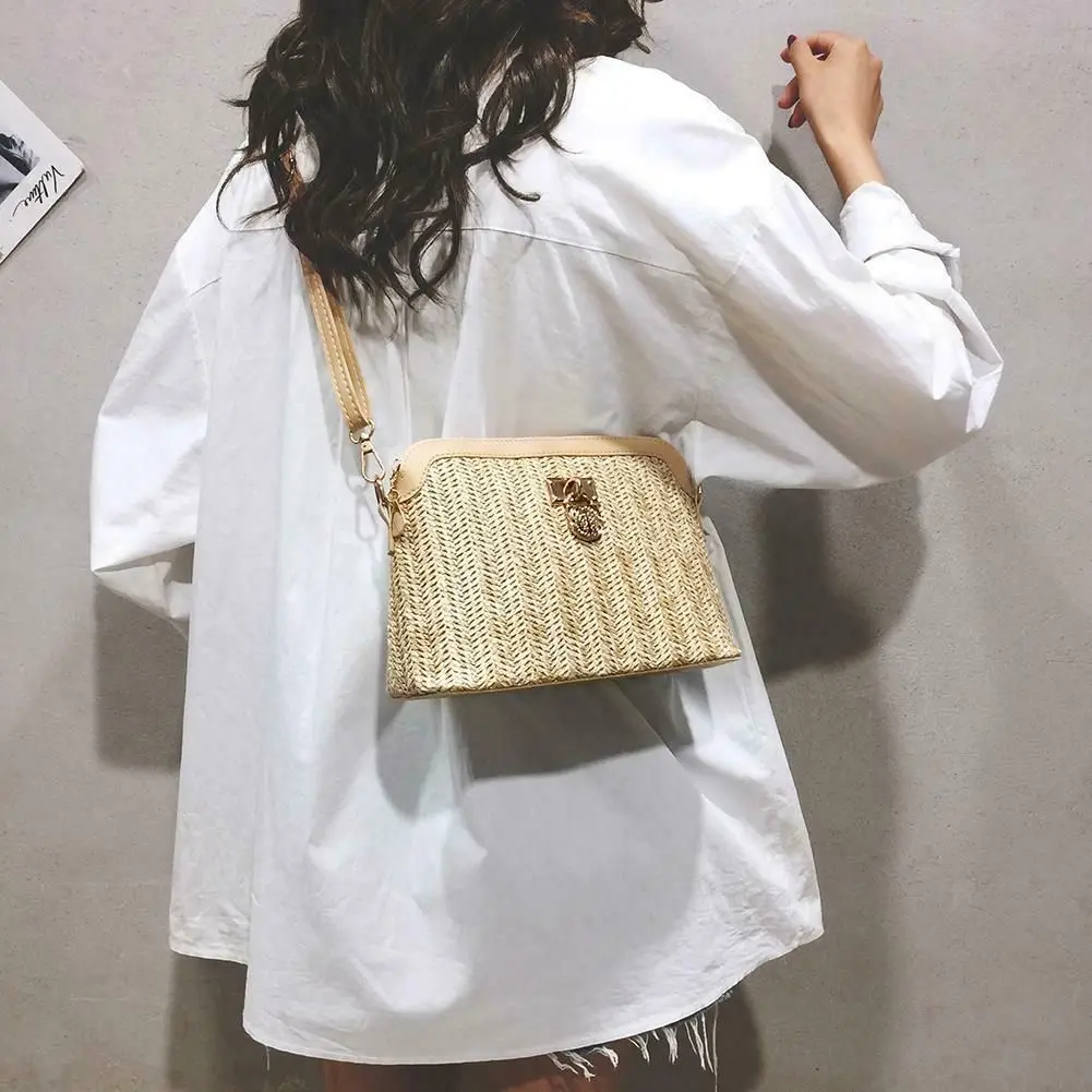 Fashion Straw Crossbody Bag Woven Boho Beach Holiday Women Shoulder Bags