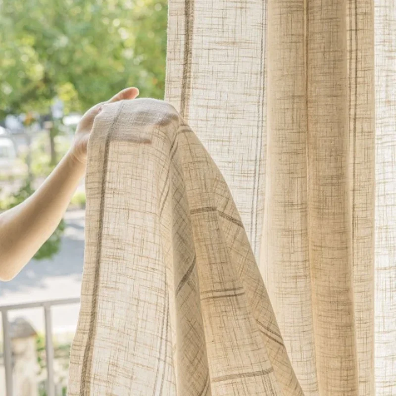 Extra Long 310cm Height Bedroom Window Sheer Curtains Faux Linen Heavy Light Filtering Living Room Tulle Curtains