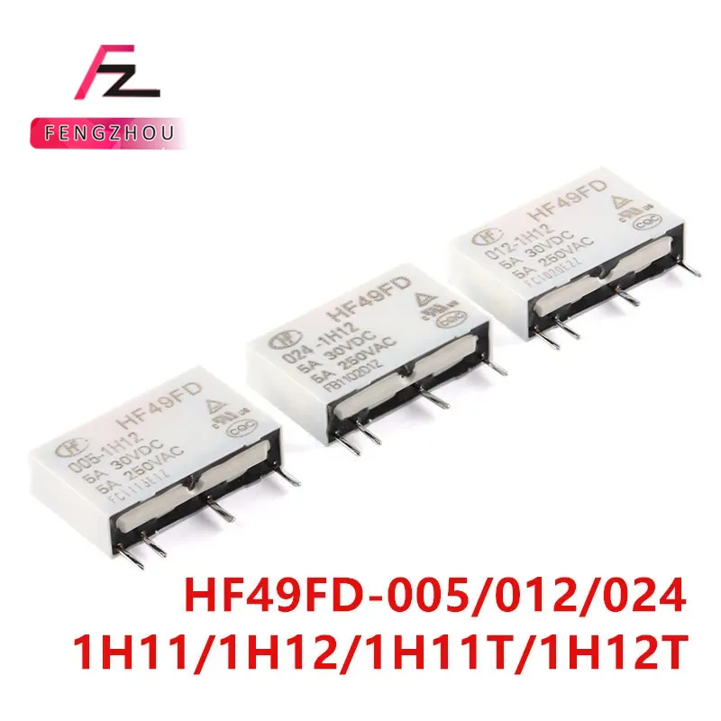 1Pcs HF49FD Industrial relay HF49FD- 005 012 024 -1H11 HF49FD-012-1H12 5A 4PIN 5V 12V 24V Miniature power relay