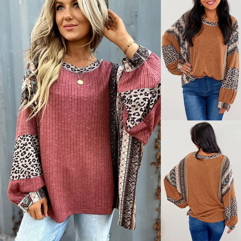 Fall/Winter Casual Shirt in 2025 Contrast Striped Round Neck Sleeve Sweater