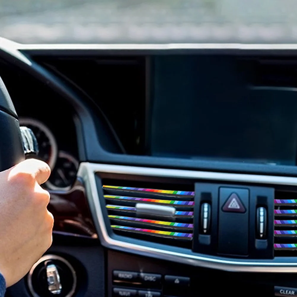 

10pcs Car Vent Outlet Trim Colorful Durable Interior Strips U-Shaped Clip Design Air Conditioner Decorative Trims Auto Supplies