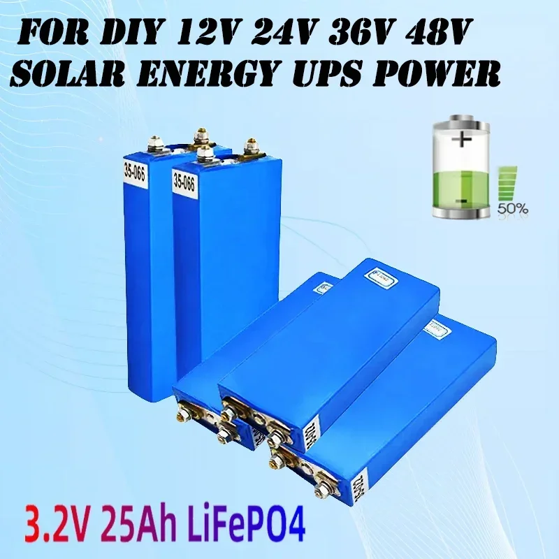 2024 NEW 3.2V LiFePO4 Battery Cell 25000mAh Lithium Iron Phosphate Deep Cycles for Diy 12V 24V 36V 48V Solar Energy UPS Power