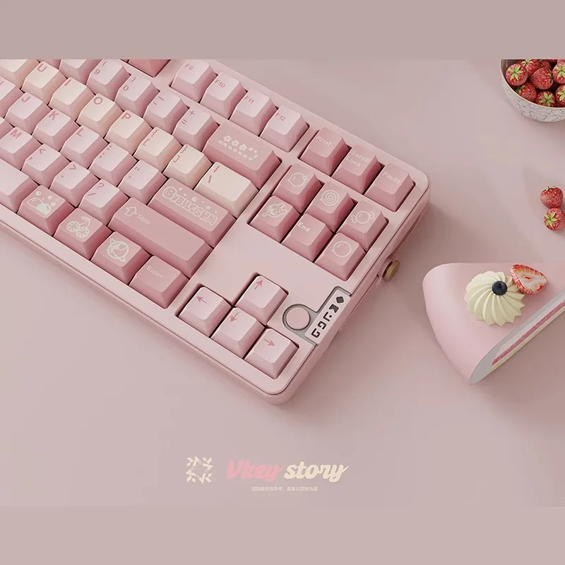 JTK Bubblequm Keycap Set ABS Doublshot Custom Pale Pink Keyboard Cap Cherry Profile Cute Girl KeyCap for Mechanical Keyboard