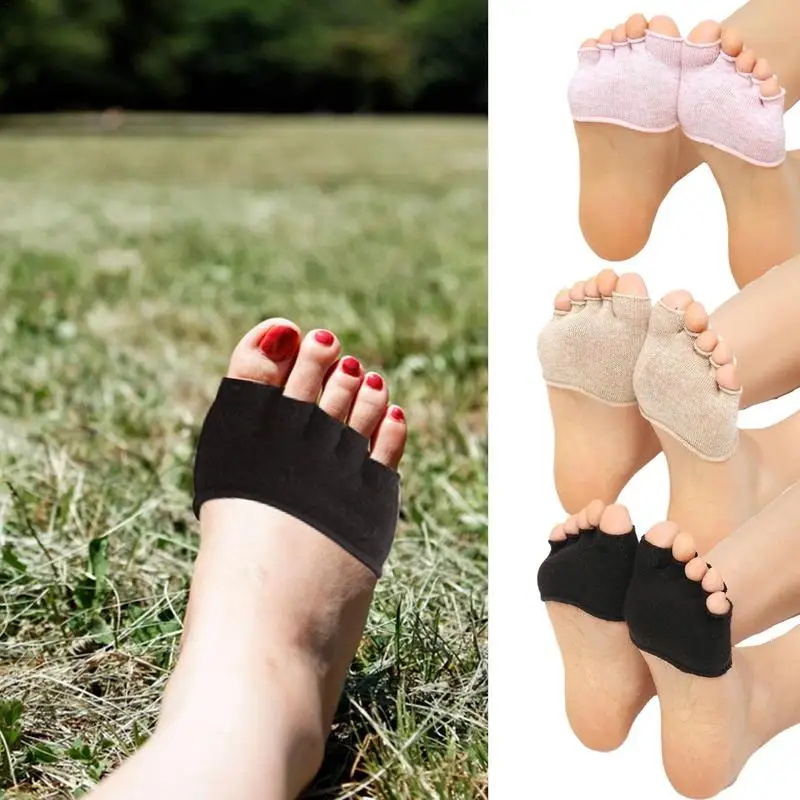 

Women Cotton Forefoot Toe Socks Female Summer Gym Sports Open Toe Five Fingers Socks Separated Invisible Half Foot Socks