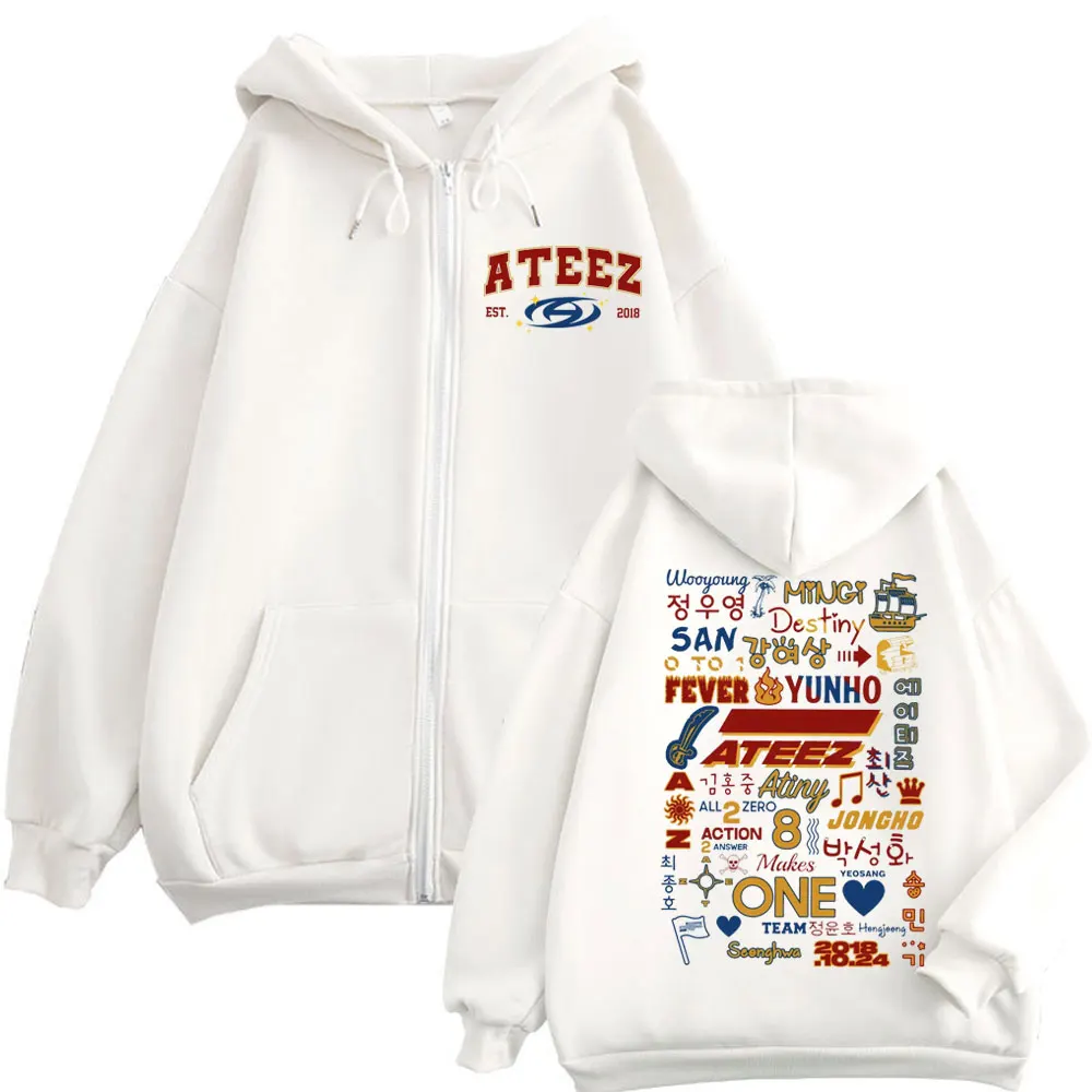 

ATEEZ 2025 World Tour in Your Fantasy Graphic Zipper Hoodie Harajuku Y2k Zip Up Jacket Pullovers Men Women Oversized Sweatshirts