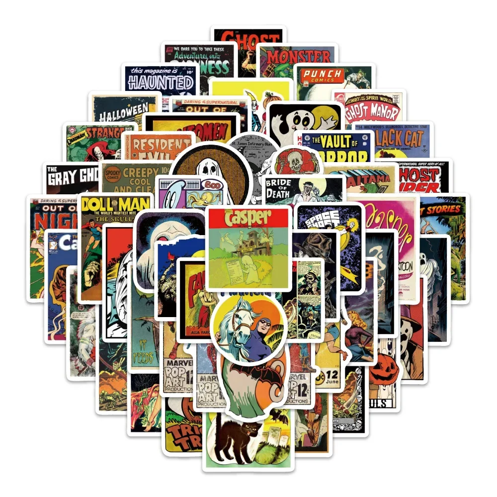 

10/80PCS Retro Ghost American Comics Sticker DIY Phone Laptop Luggage Skateboard Graffiti Decals Fun for Kid