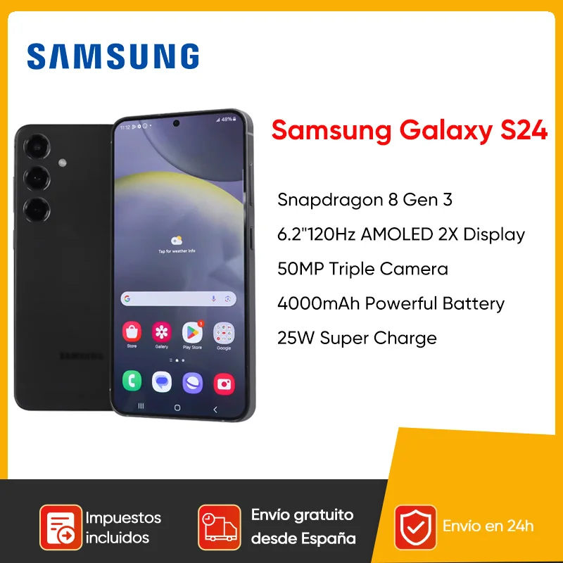 삼성 갤럭시 S24 5G AI 스마트폰, 스냅드래곤 8 Gen 3, 6.2 인치, 120Hz AMOLED 2X 디스플레이, 50MP 퀄리티 카메라 휴대폰, 4000mAh 배터리