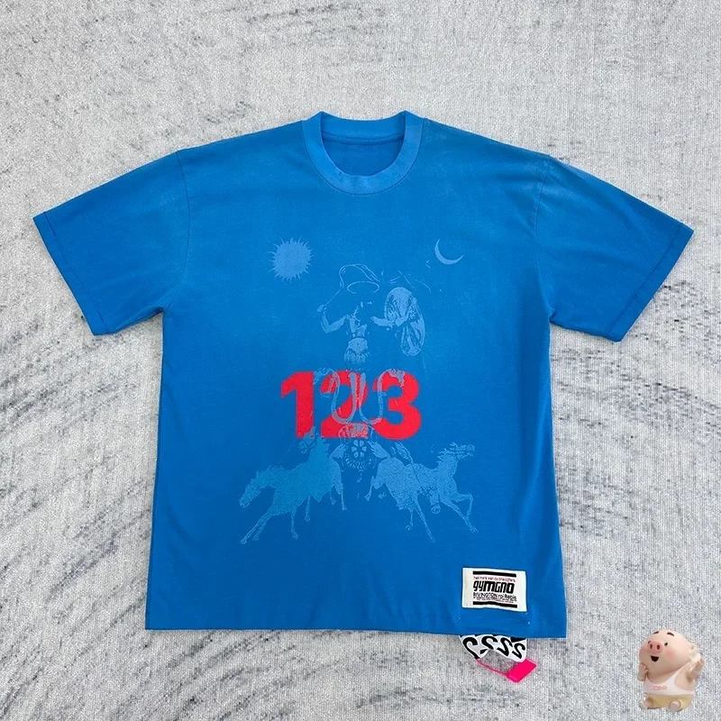 

Новый стиль, Классическая футболка с голубым галстуком, окрашенная в рисунок RRR123, мужская и женская модель, винтажные Топы большого размера RRR 123, футболка