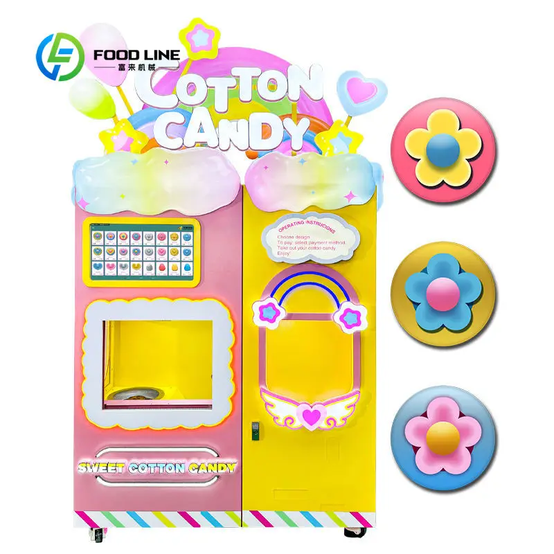 Customized Commercial Cotton Candy Vending Machine Full Automatic High Efficiency Mall Park Hot Selling Business Unit