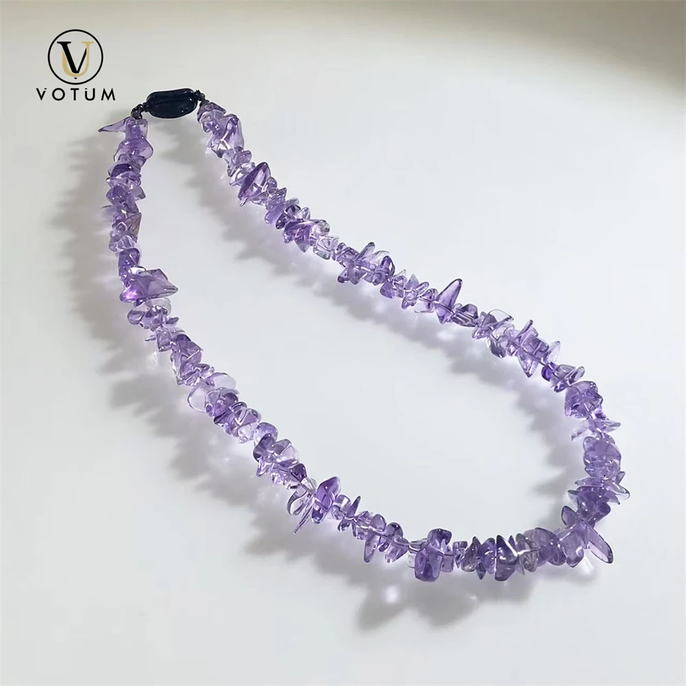 votum-natural-tumbled-amethyst-beaded-choker-necklace-for-unisex-women-punk-style-crystal-healing-purple-stone-necklaces-jewelry