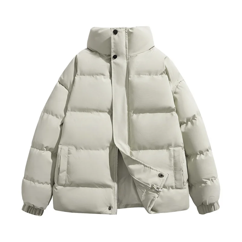 

Зимняя мужская хлопковая куртка с воротником-стойкой 2025 года, плотная и теплая, парное пуховое пальто, свободный и базовый универсальный стиль