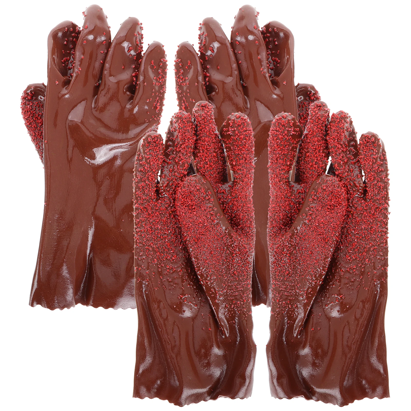 

2Pairs Heavy Duty PVC Gloves Reusable Drainage Plumbing Antislip Design Waterproof Protection Snake Shape Flexibility