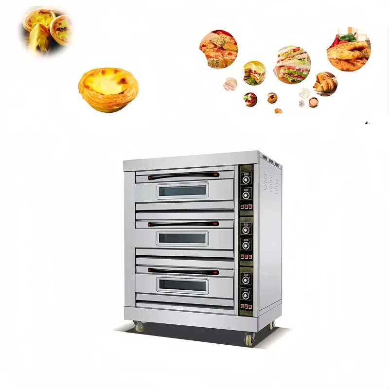 

3 Deck 6 Tray Hot Sale Baking Oven Automatic Bakery Equipment Stainless Steel Commercial Electric Bread Baking Oven