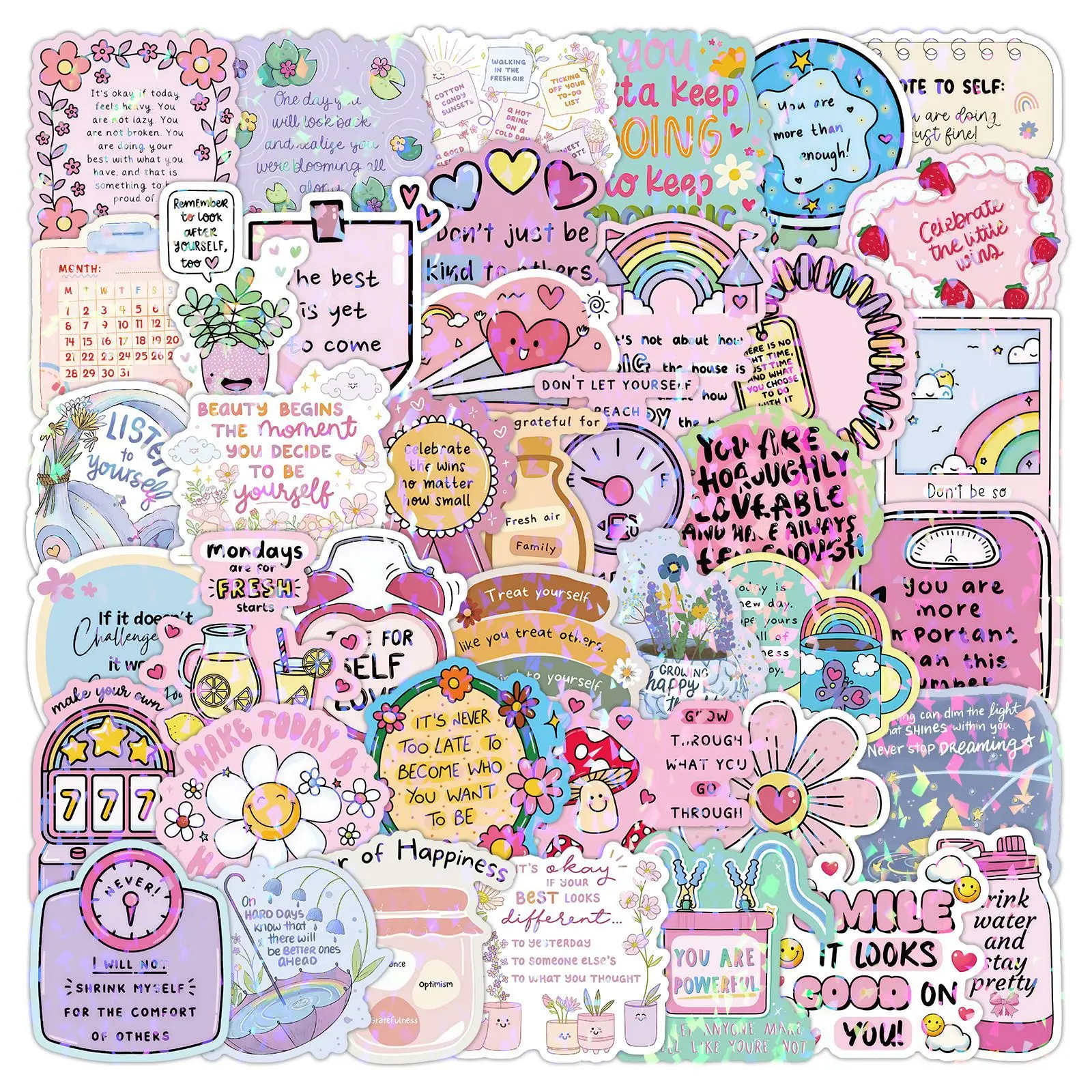 50/100 Stück süße inspirierende Zitat ästhetische frische Aufkleber wiederverwendbar für DIY Auto Koffer Kühlschrank Telefon Briefpapier Box Aufkleber