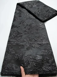 Black African Tulle Brocade Lace Fabric 2024 Nigerian Damask French Jacquard Lace Fabric For Sewing Wedding Party Dresses S4013