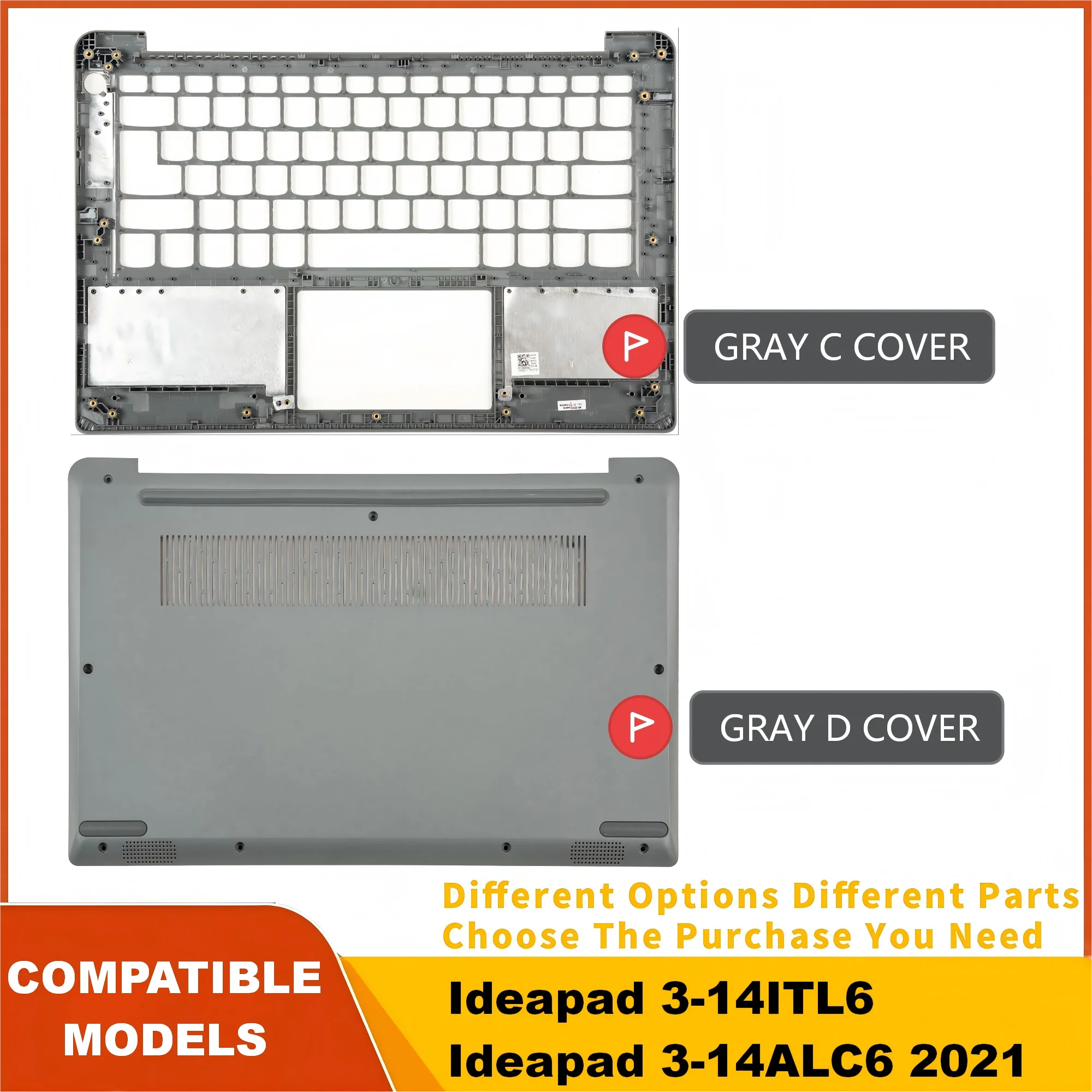 

Деталь для ноутбука Ideapad 3-14ITL6 14ALC6 2021, нижняя часть корпуса ноутбука с упором для рук, замена AP21M000500 AP21M000700