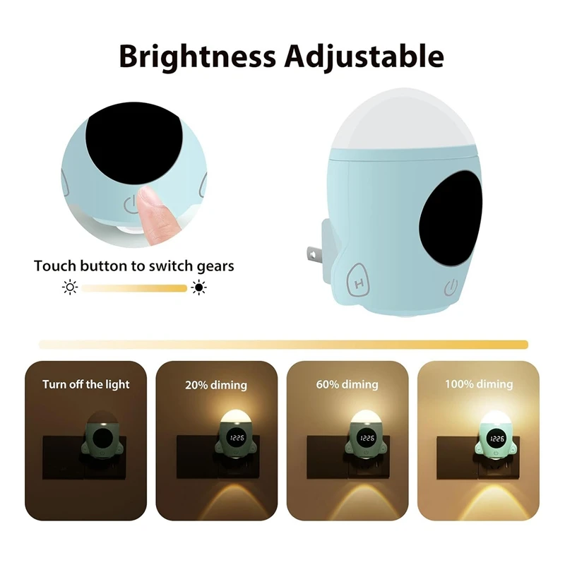 Bathroom Night Light,LED Wall Space Light With Remote & Touch Control, Adjustable Brightness Light For Kids-US Plug