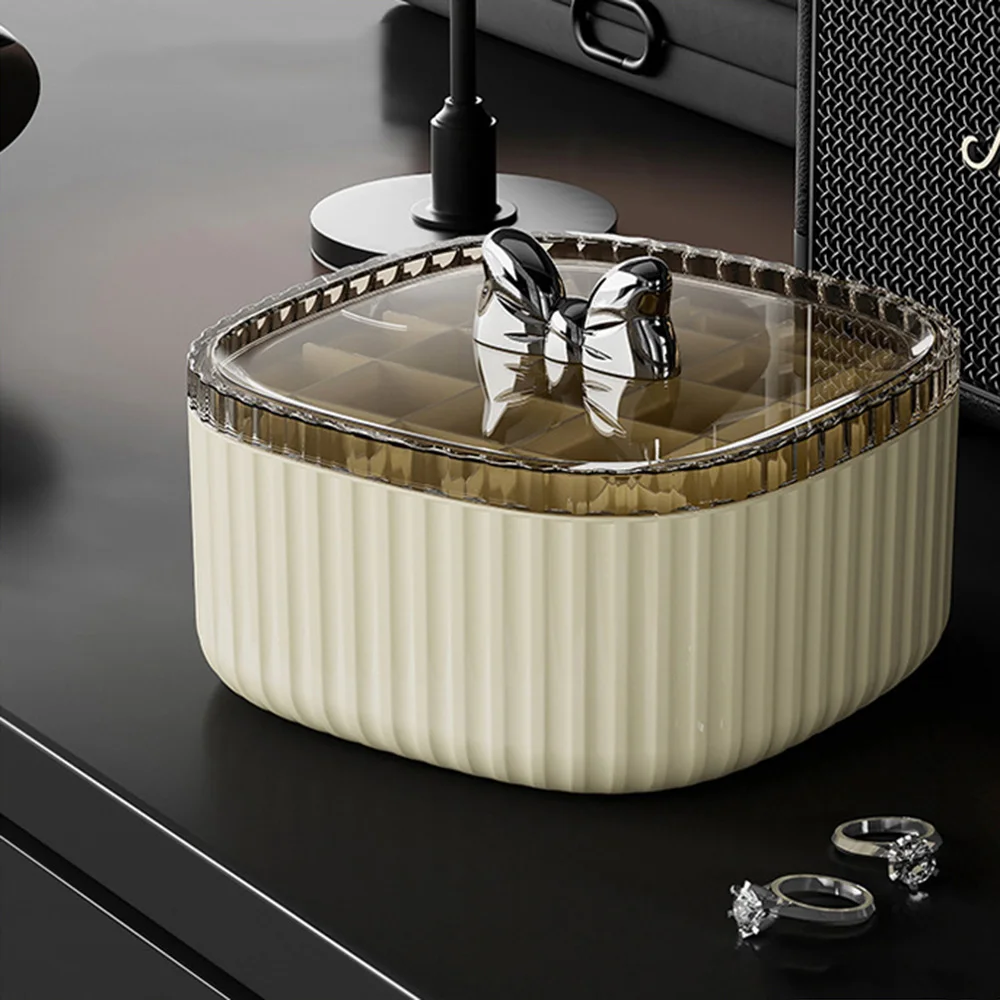 صندوق مجوهرات محمول مكون من 3 طبقات، غطاء شفاف، متعدد المقصورات، منظم تخزين المجوهرات، موفر للمساحة، مقاوم للاهتراء