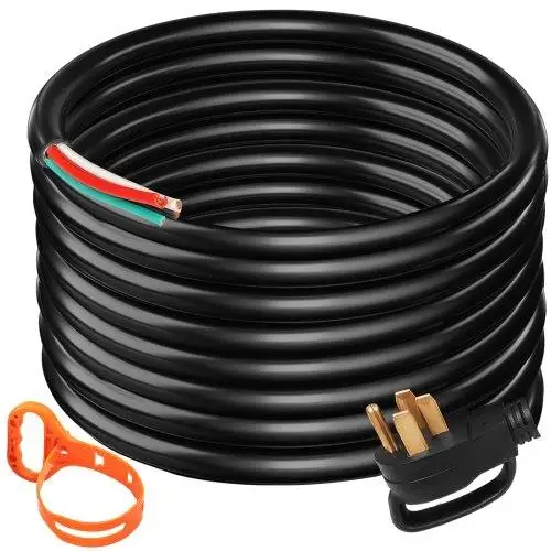 25FT 50A Generator Extension Cord, 6 Gauge STW, N14-50P to Bare Wire, RV Motorhome Portable Power Supply