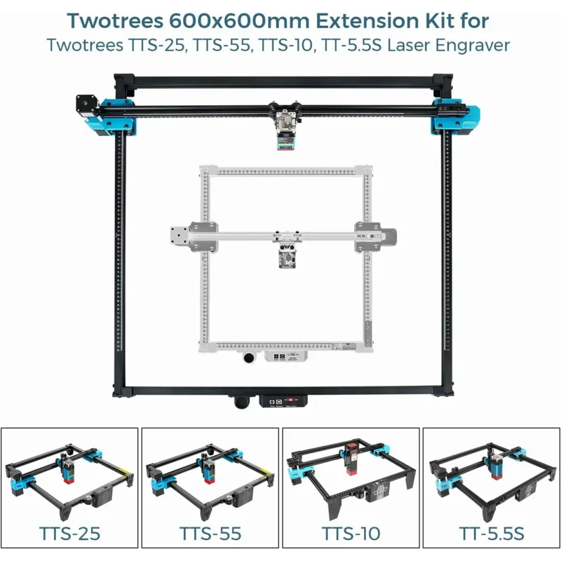 Cadre de profil en aluminium de gravure laser de bureau bricolage, 600x600mm, Kit de mise à niveau de graveur pour TTS-55 TTS-25 TTS-10 pièces CNC