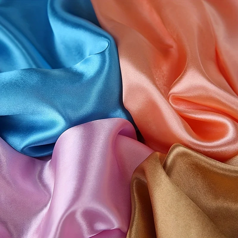 90cm Square Solid Color Satin Muslim Hijab Scarf Silk Scarf Fashion Women Shawl Head Scarf Wraps Bandanna 2024