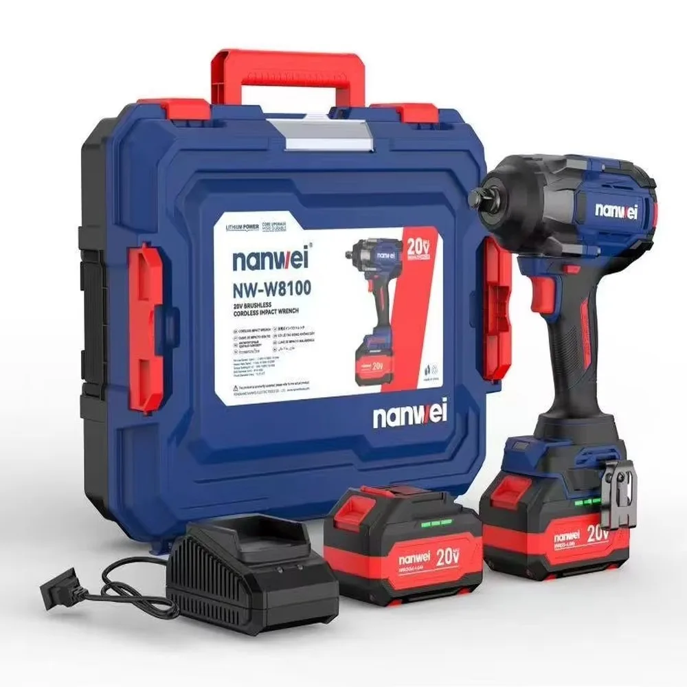 20V Brushless Cordless Wrench 1000N.m High Torque Rechargeable Power Tool for Car Repair and Heavy Duty