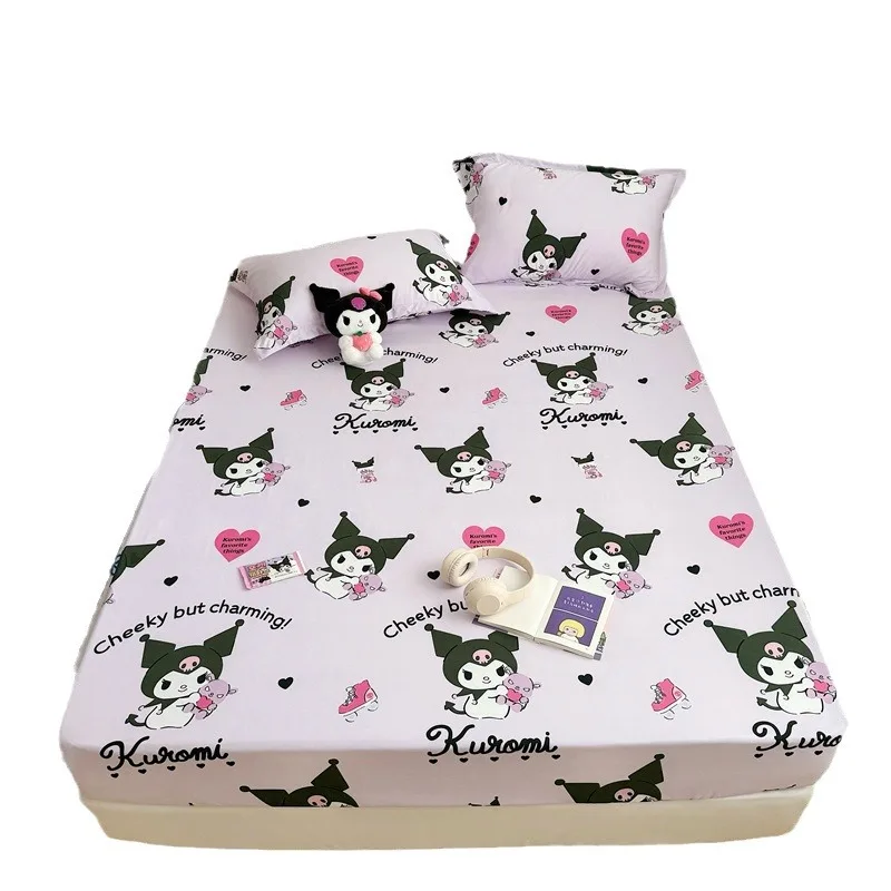 

Kuromi Bed sheet three piece set Sanrio Cute Anime Cartoon Creative Home Dormitory Kawaii Bed Sheet Three Piece Set Gift