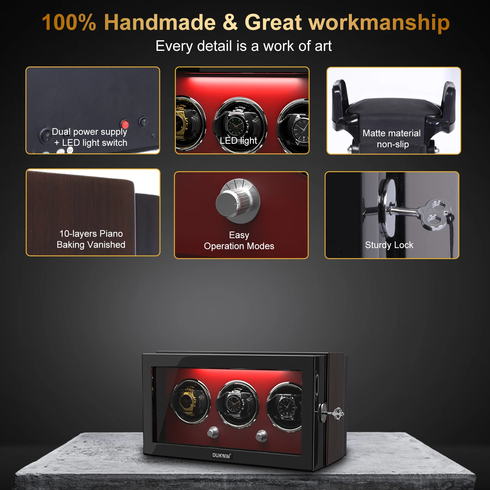 3 ملفاف ساعة للساعات الأوتوماتيكية مع مصدر طاقة مزدوج ومحرك Mabuchi هادئ