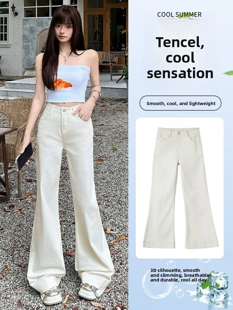 

High Waist Wide Leg Denim Jeans Women's Loose Fitting Floor Length Elastic Slimming Jeans Spring Summer Casual Wear