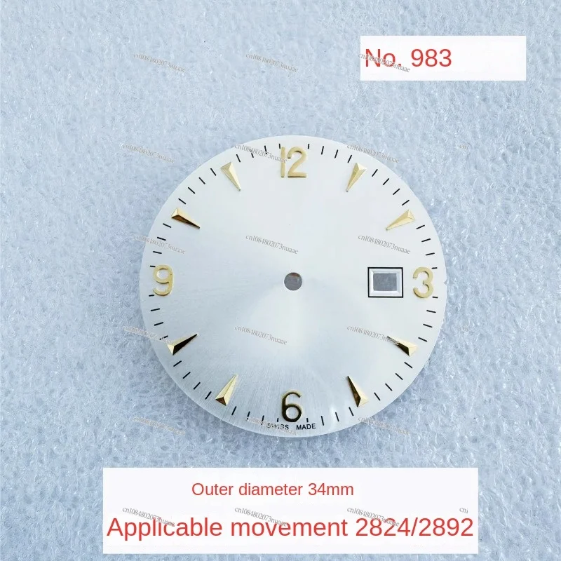 Classic Longines Style Dial Accessories, 34mm Diameter, Compatible with Dial Design for Movements 2824 and 2892