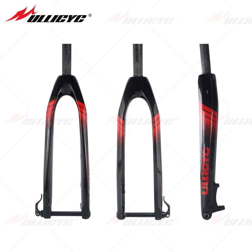 

Ullicyc-Full 3K Colorful Gloss MTB Fork Carbon Bicycle Fork, Round and Tapered Tube, Thru Axle, 15x100mm, New