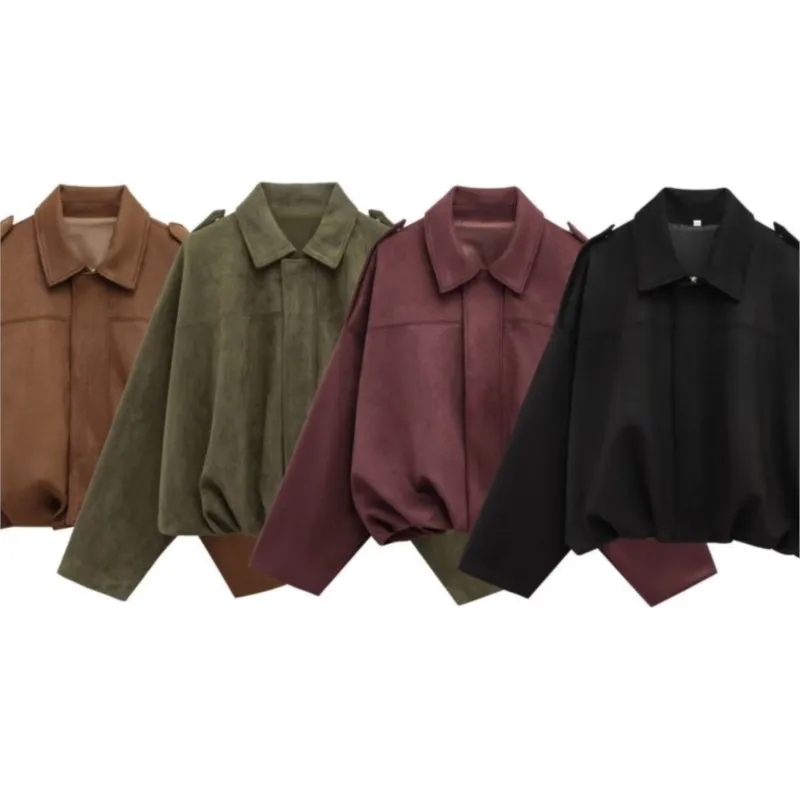 Pilot Chaquetas Vestes Femmes  Women's Jacket Fall Clothes Handsome Cool Casual Simple Style All-match Commuting Dolman Sleeves