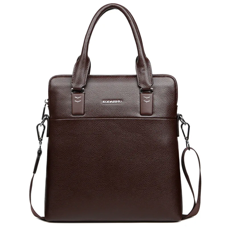 Maletín Vertical Vintage para hombre, bolso de cuero de alta calidad con cremallera, bandolera de hombro informal, bolso de archivo