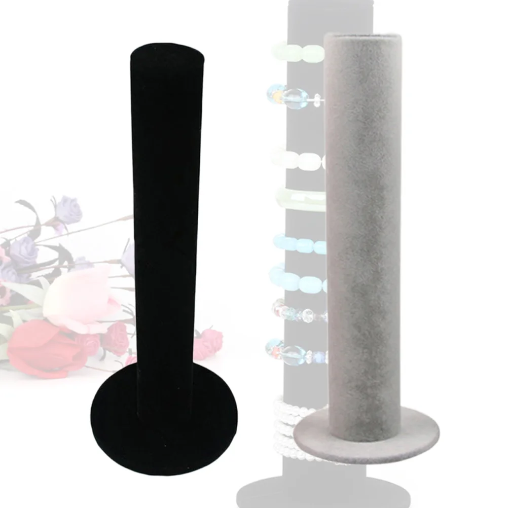 

2pcs T-Bar Jewelry Display Stand Head Rope Holder Vertical Bracelet Rack Bangle Storage Organizer For Lint Covered Mdf