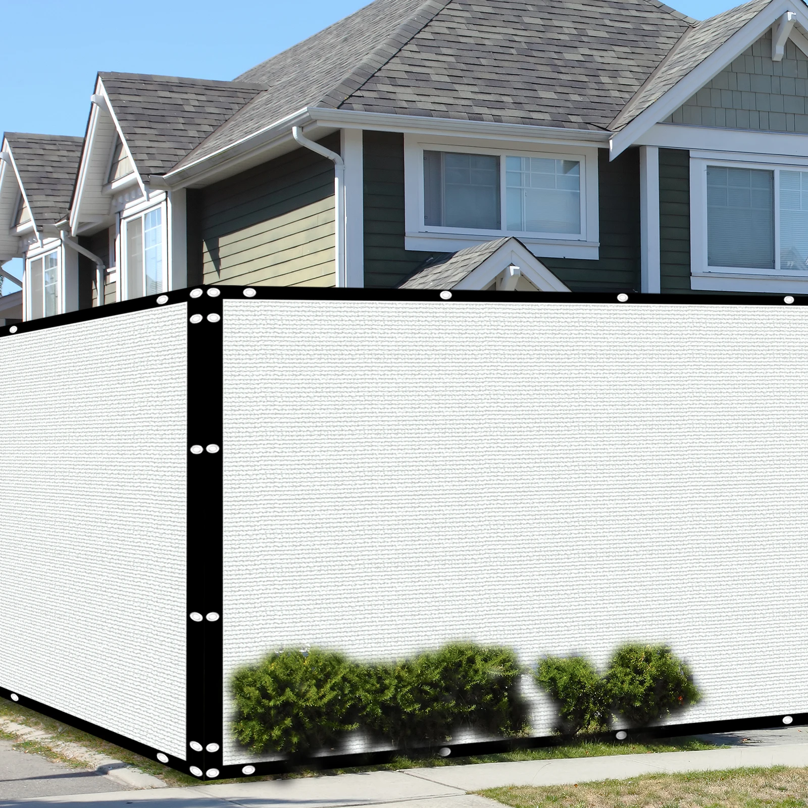 6x50ft White Balcony Privacy Screen, Patio Fence Windscreen Fabric Cloth, Fencing Net, Anti-wind Netting Cloth, Heavy Duty For Commercial And Residential, 90% Blockage, Cable Zip Ties Included
