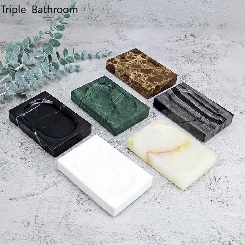 1pc European Luxury Marble Soap Dish Portable Travel Bathroom Accessories Storage Tools Soap Plate Tray Storage Display Stand