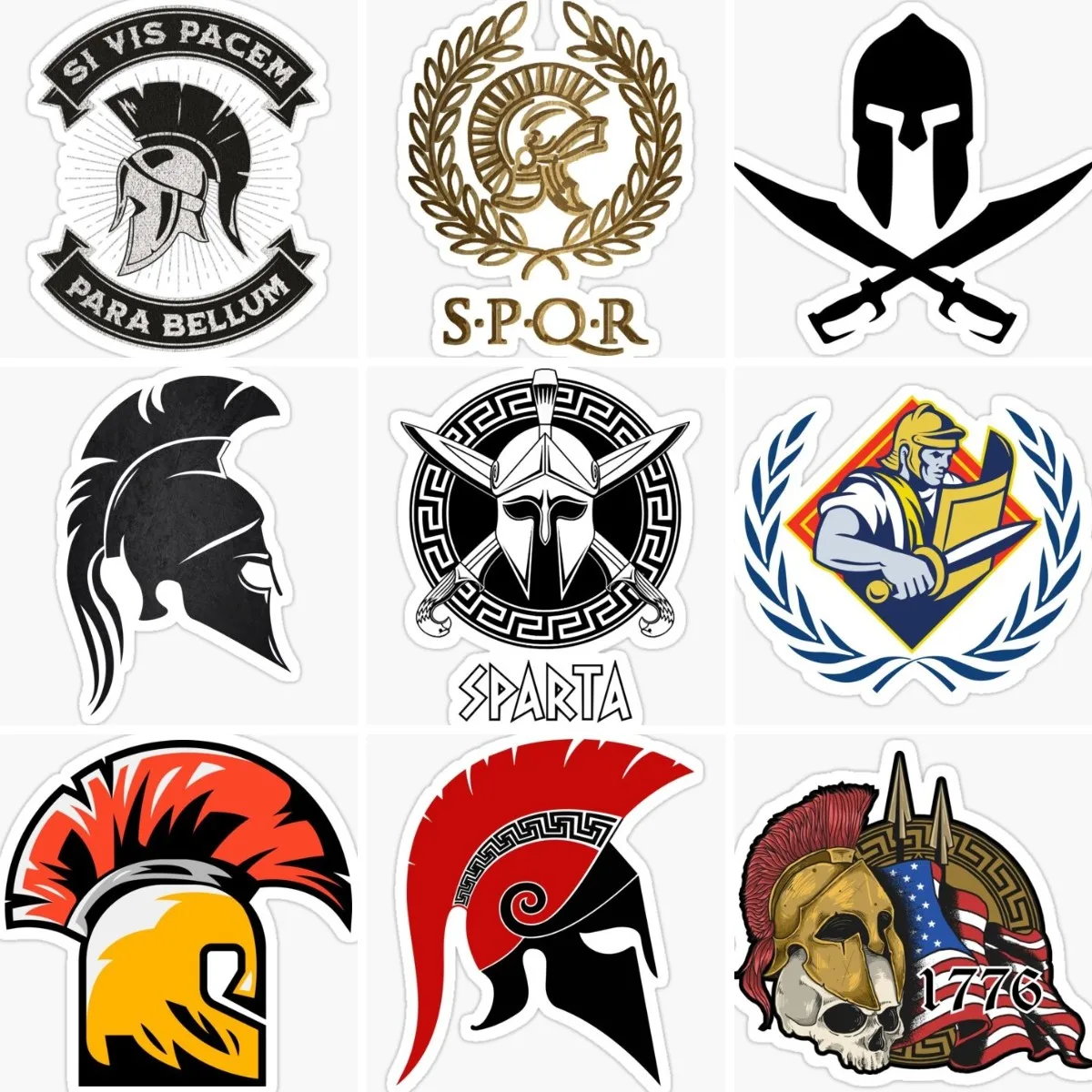 

Spartan Warrior Rome Helmet Shield and Spear Sticker Motorcycle Car Window Laptop Wall Truck Bicycle Off-road Decal Customizable