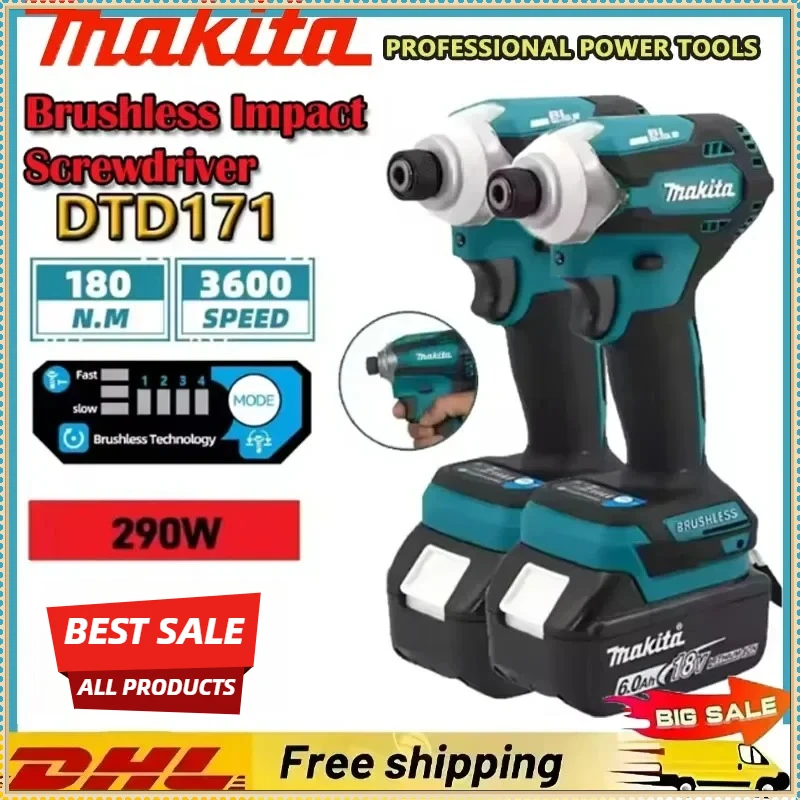

Ударный шуруповерт Makita DTD171, беспроводной, бесщеточный, электрический, перезаряжаемый, для аккумуляторных инструментов Makita.