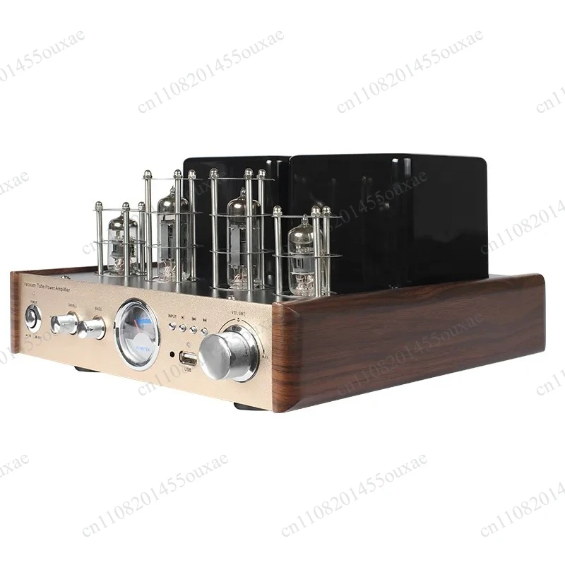 60W 2‑Channel Vacuum Tube Amplifier Aluminum Alloy BT Optical Coaxial USB HiFi Amp With Headphone Jack