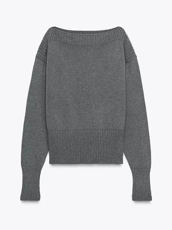 جديد الخريف المرأة Faionable لون نقي فضفاض طويل Sve العلوي محبوك سترة بسيطة تخفيف Sle تصميم واحد أكتاف