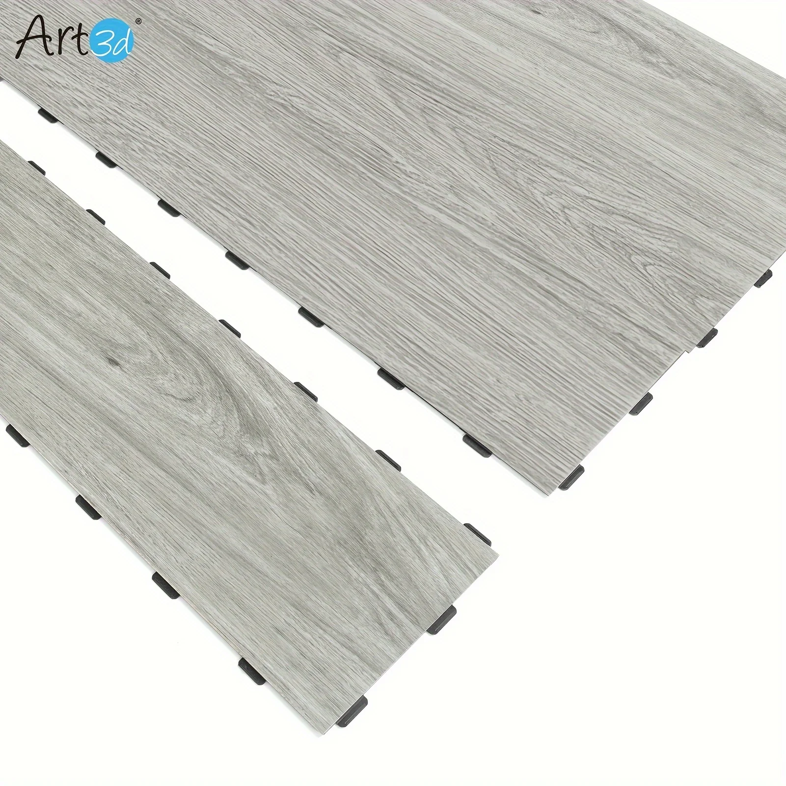 

18-Piece 36"x6" Art3d Venice Ash Interlocking Luxury Vinyl Flooring Tile-Wood Floor Plank For Kitchen Bathroom - Waterproof, Anti-Slip, Wear-Resistant, Reusable, Cover 27 Sq. Ft