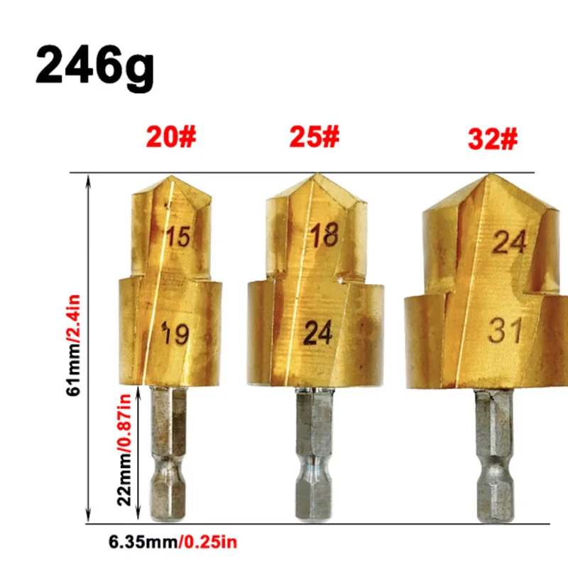 

Reaming drill tool, hexagonal handle lifting drill bit, PPR ladder drilling, plumber, multi-layer water pipe