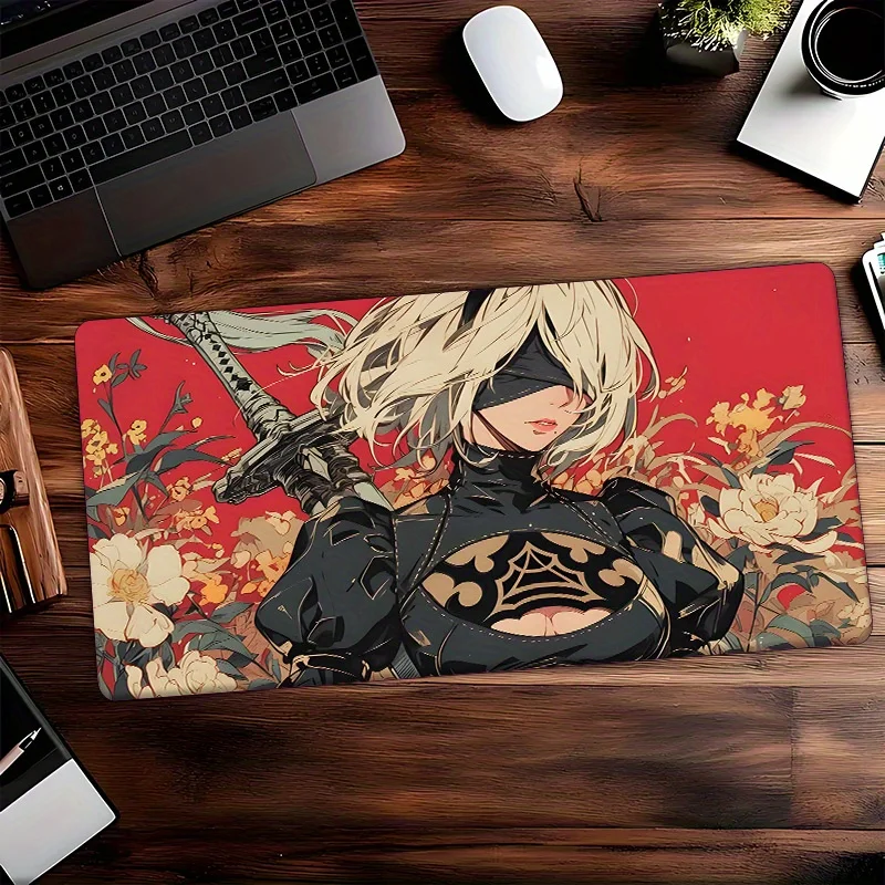 نيل ماشينري 2B أنيمي فتاة ماوس الوسادة حصيرة مكتبية حصير الألعاب المطاط المضادة للانزلاق دائم ملحقات الكمبيوتر لوحة المفاتيح مسند الماوس لوحة الماوس